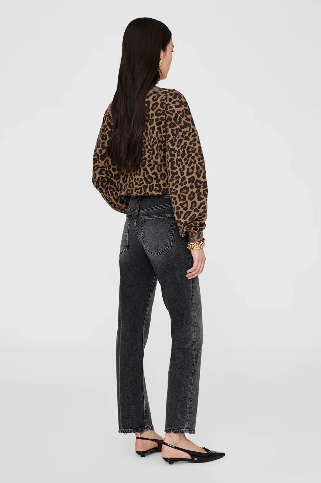 Anine Bing Miles Sweatshirt | Black and Brown Leopard - Image 3