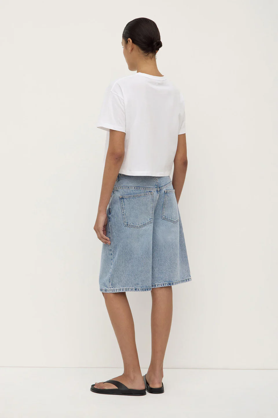 Assembly Label Loose Fit Long Denim Short | Mid Stone Wash - Image 4