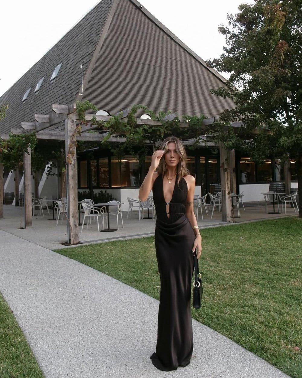 Misha Celine Satin Maxi Dress | Black - Image 4