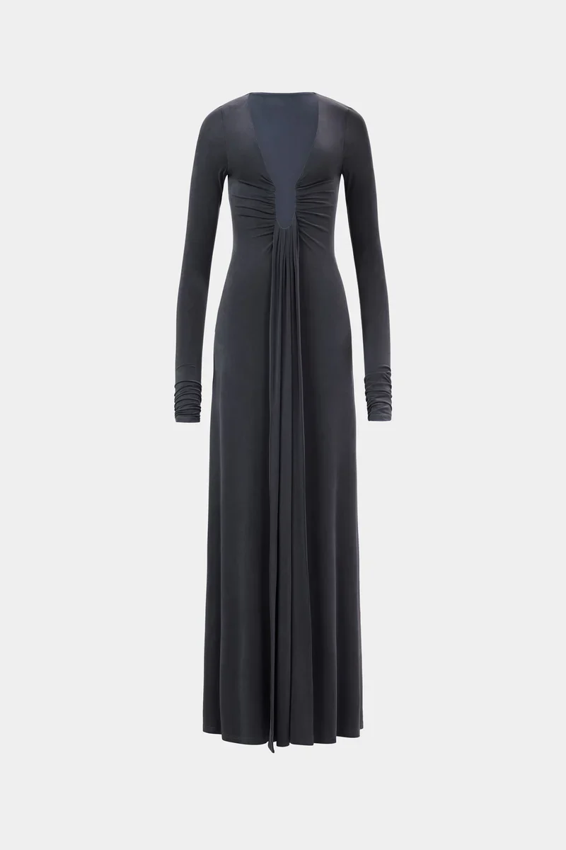 Misha The Jennifer Long Sleeve Cupronickel Maxi Dress | Vulcan Grey - Image 3