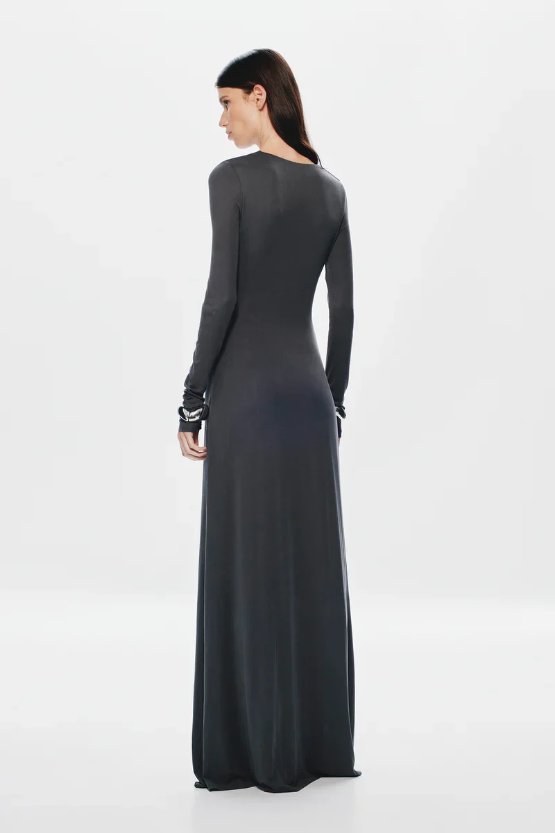 Misha The Jennifer Long Sleeve Cupronickel Maxi Dress | Vulcan Grey - Image 4