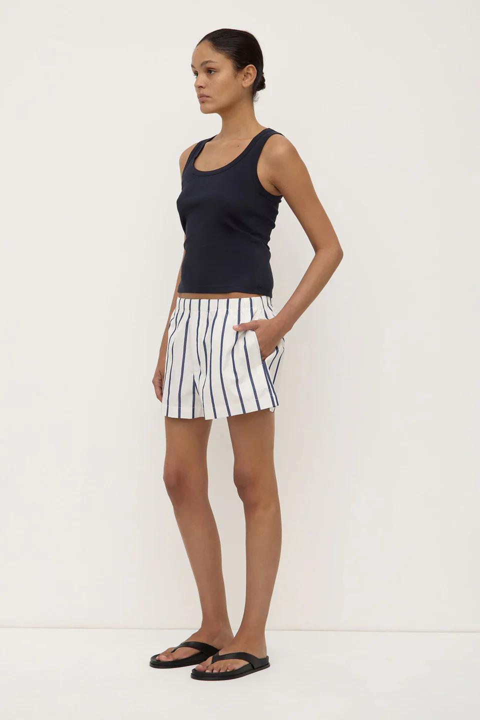 Assembly Label Nara Stripe Short | White/True Navy - Image 3