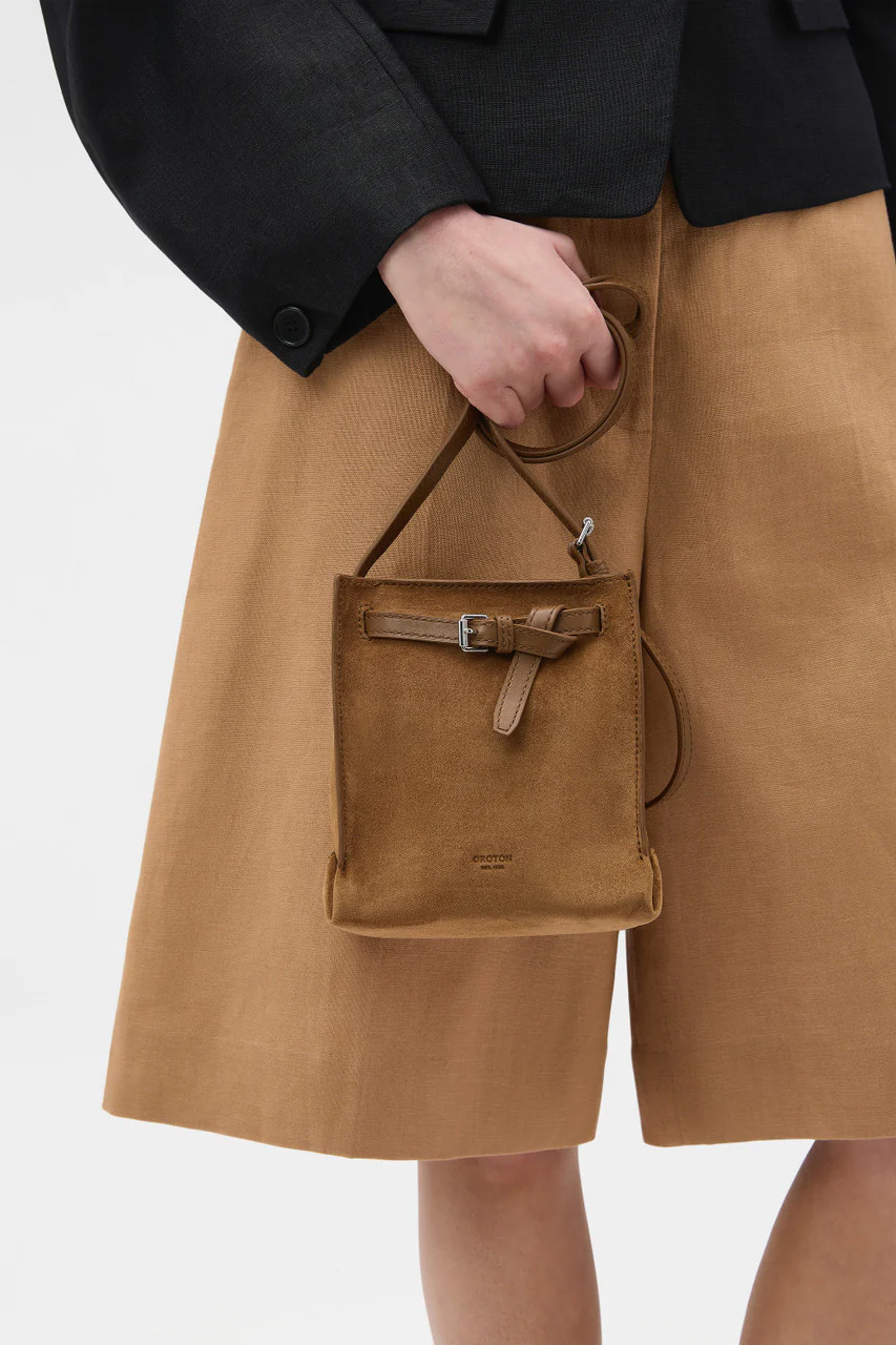 Oroton Margot Tiny Bucket Bag Suede | Teak - Image 3