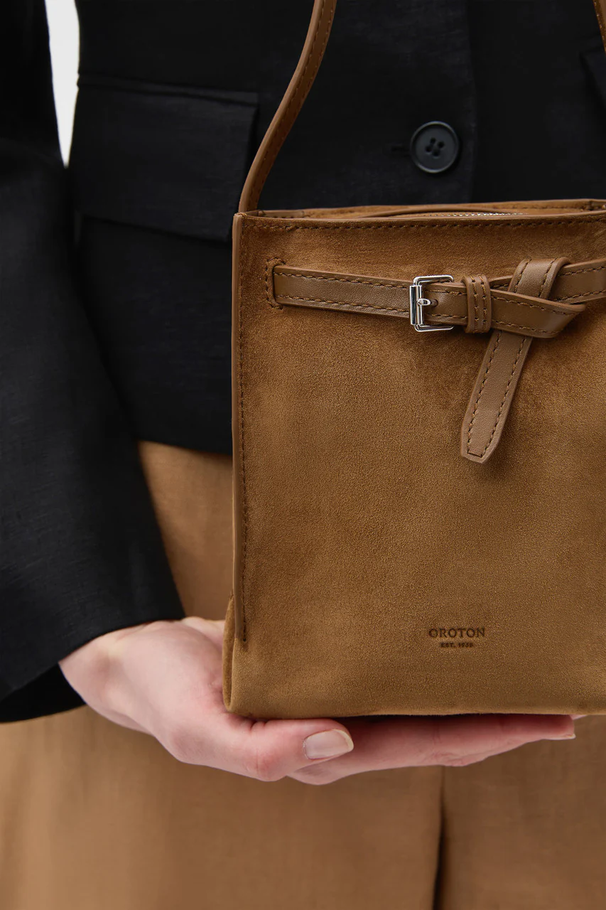 Oroton Margot Tiny Bucket Bag Suede | Teak - Image 4